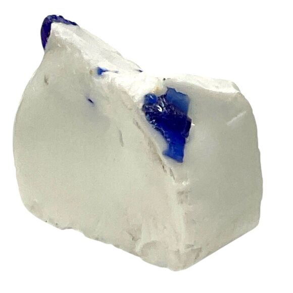 Cobalt Tipped White Art Glass Cullet Glowing Manganese Slag Glass #5GX4 - Picture 5 of 7